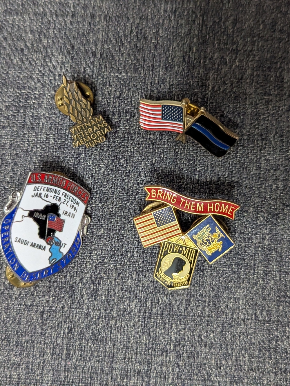 VFW Lapel Pin Lot Veterans of Foreign Wars Pins Set Of 4